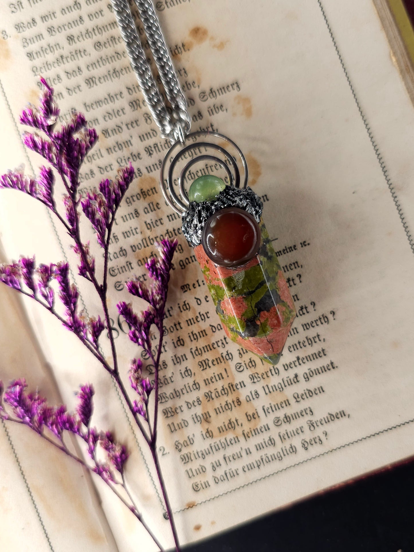 Geometric unakite amulet