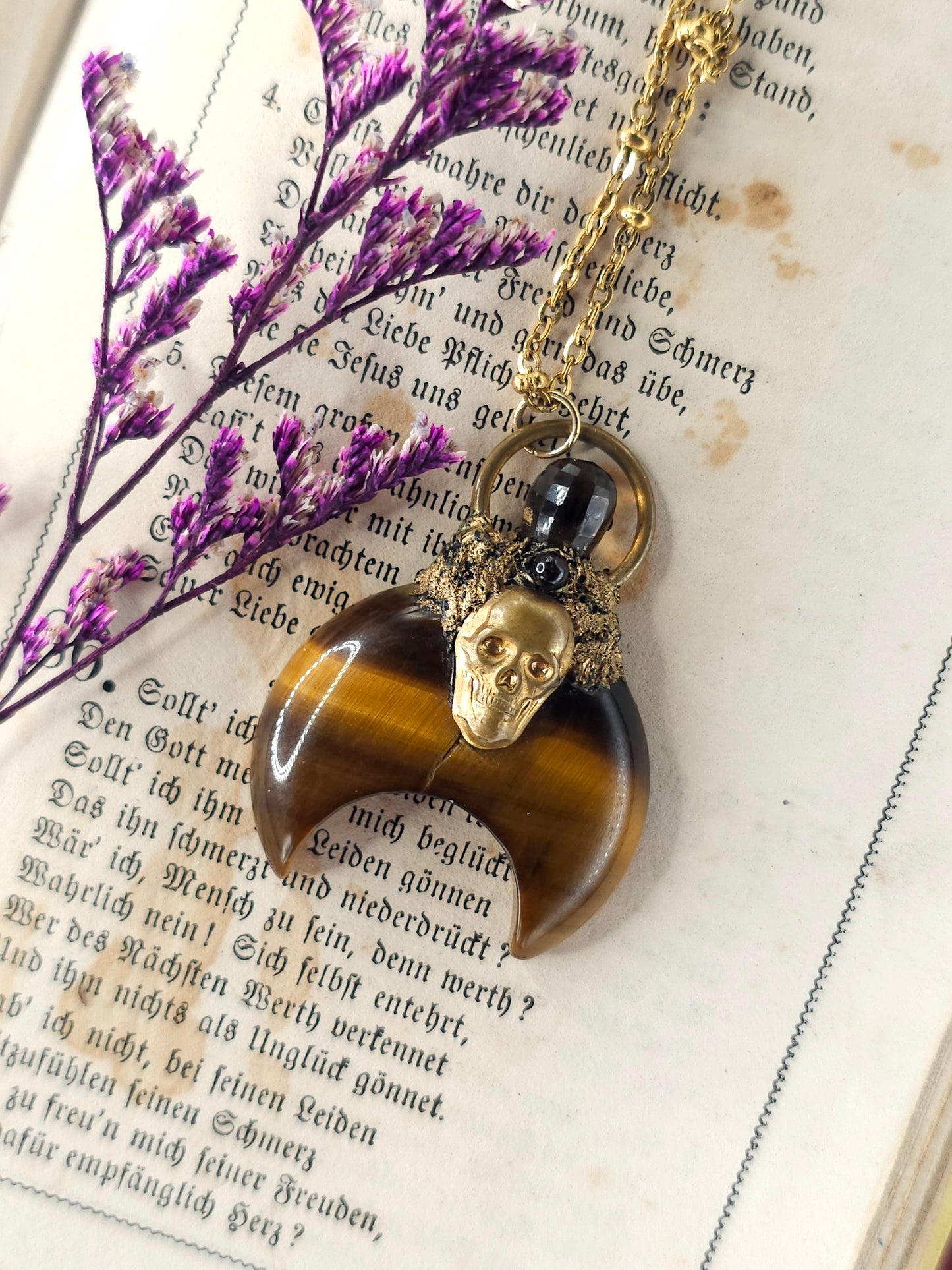 Tigers eye moon amulet