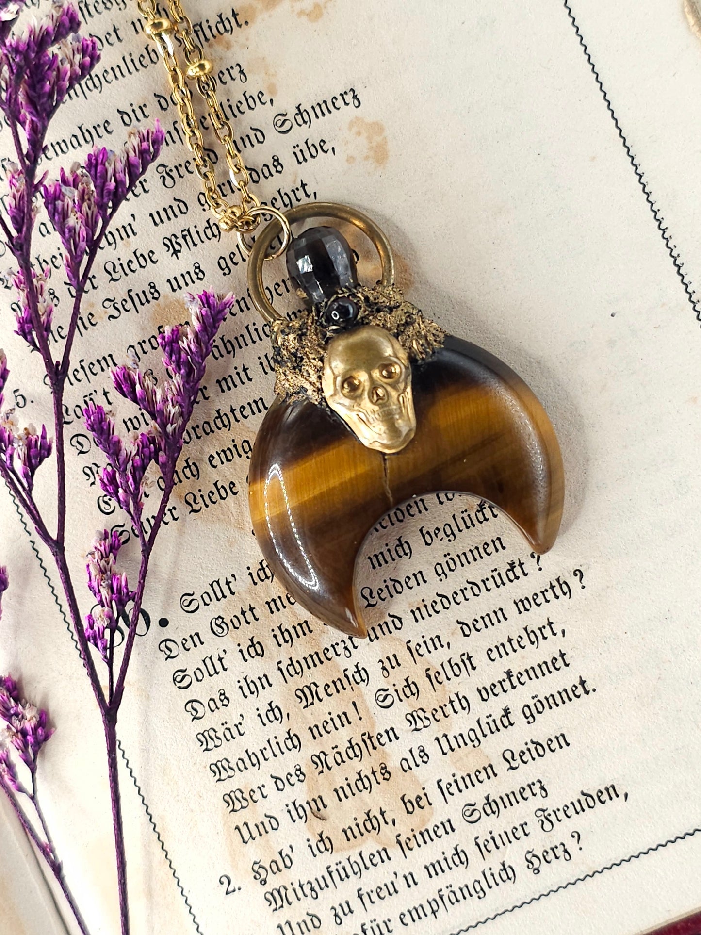 Tigers eye moon amulet