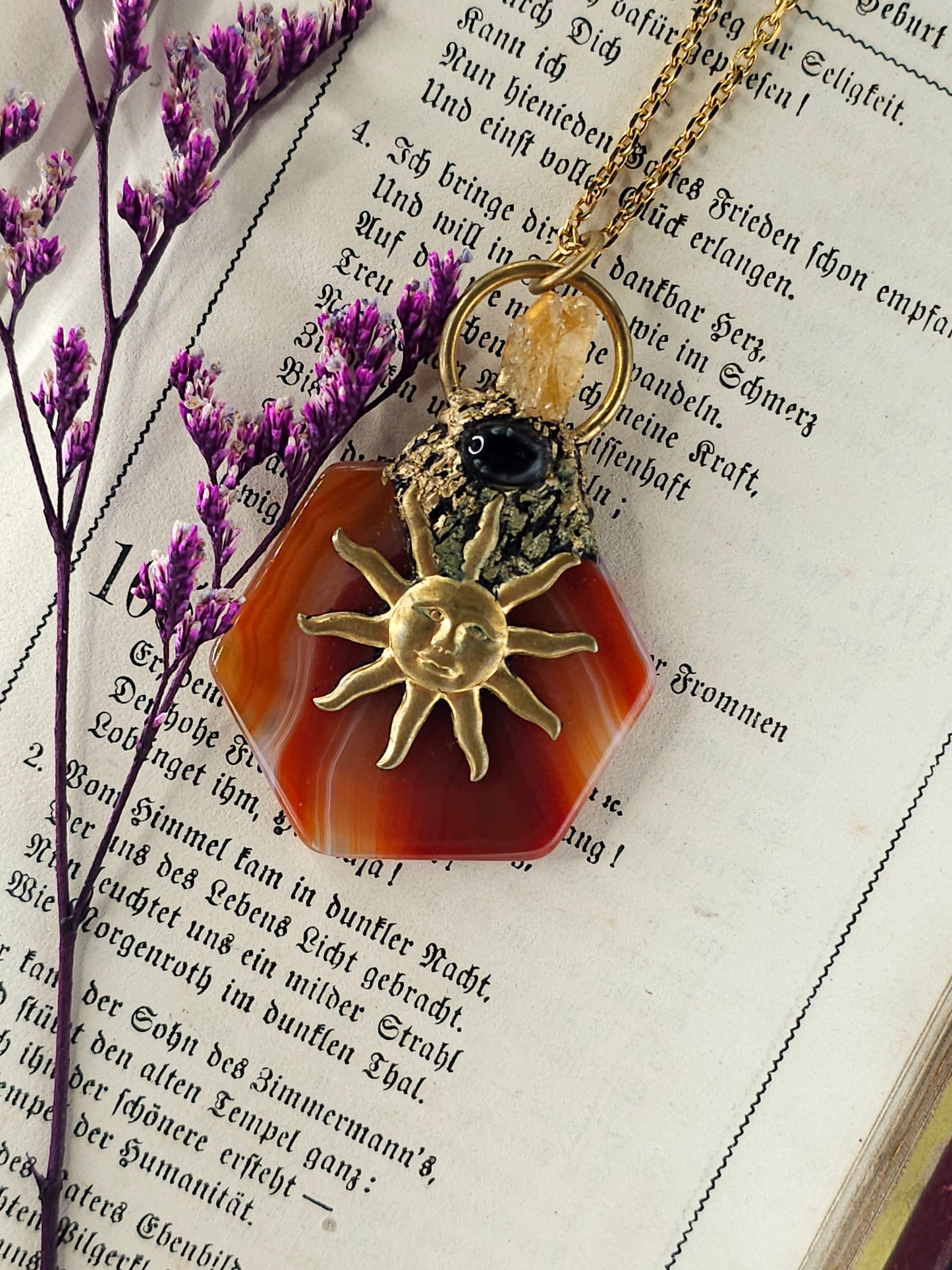 Red agate sun amulet