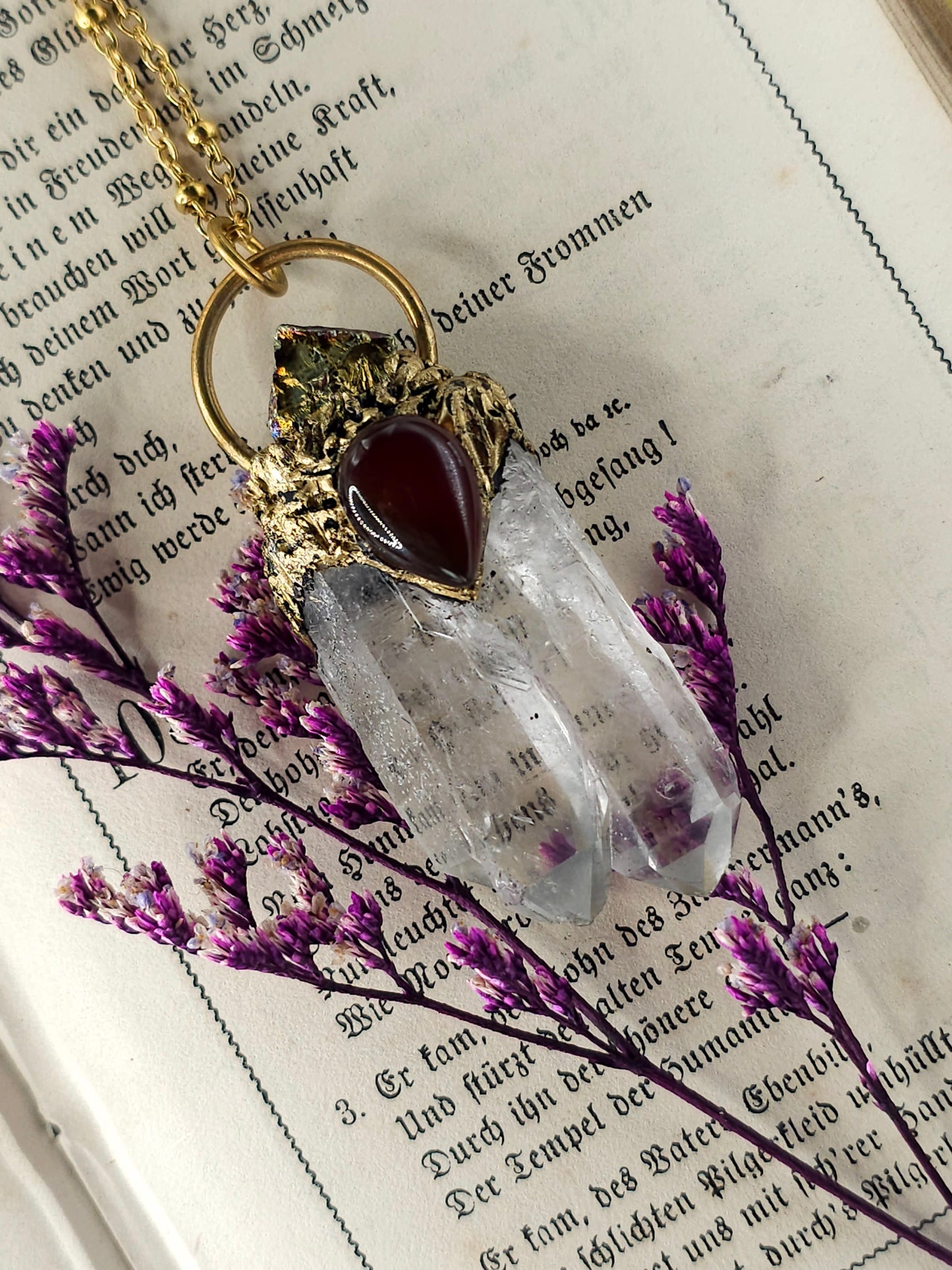 Clear quartz cluster necklace