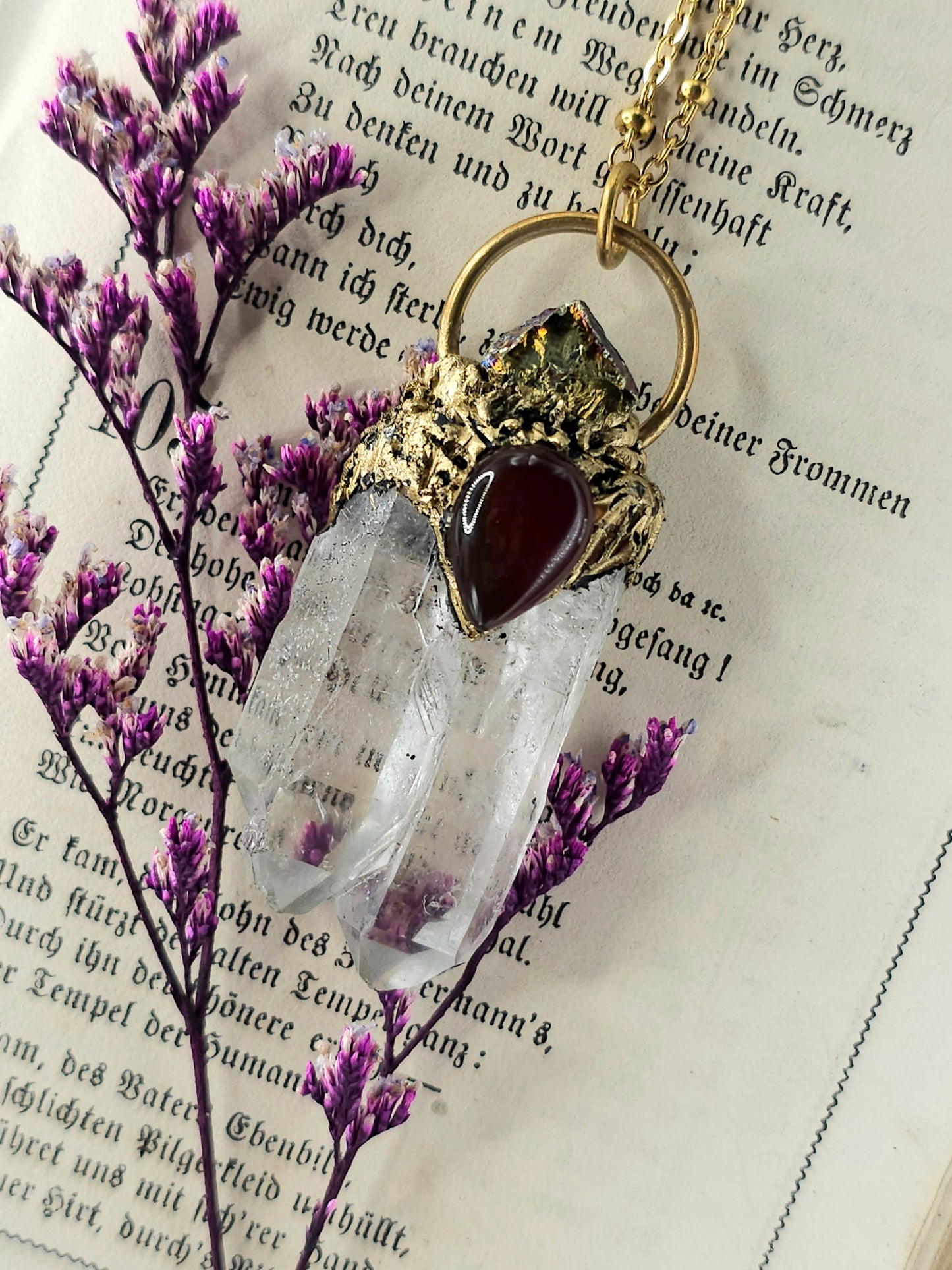 Clear quartz cluster necklace