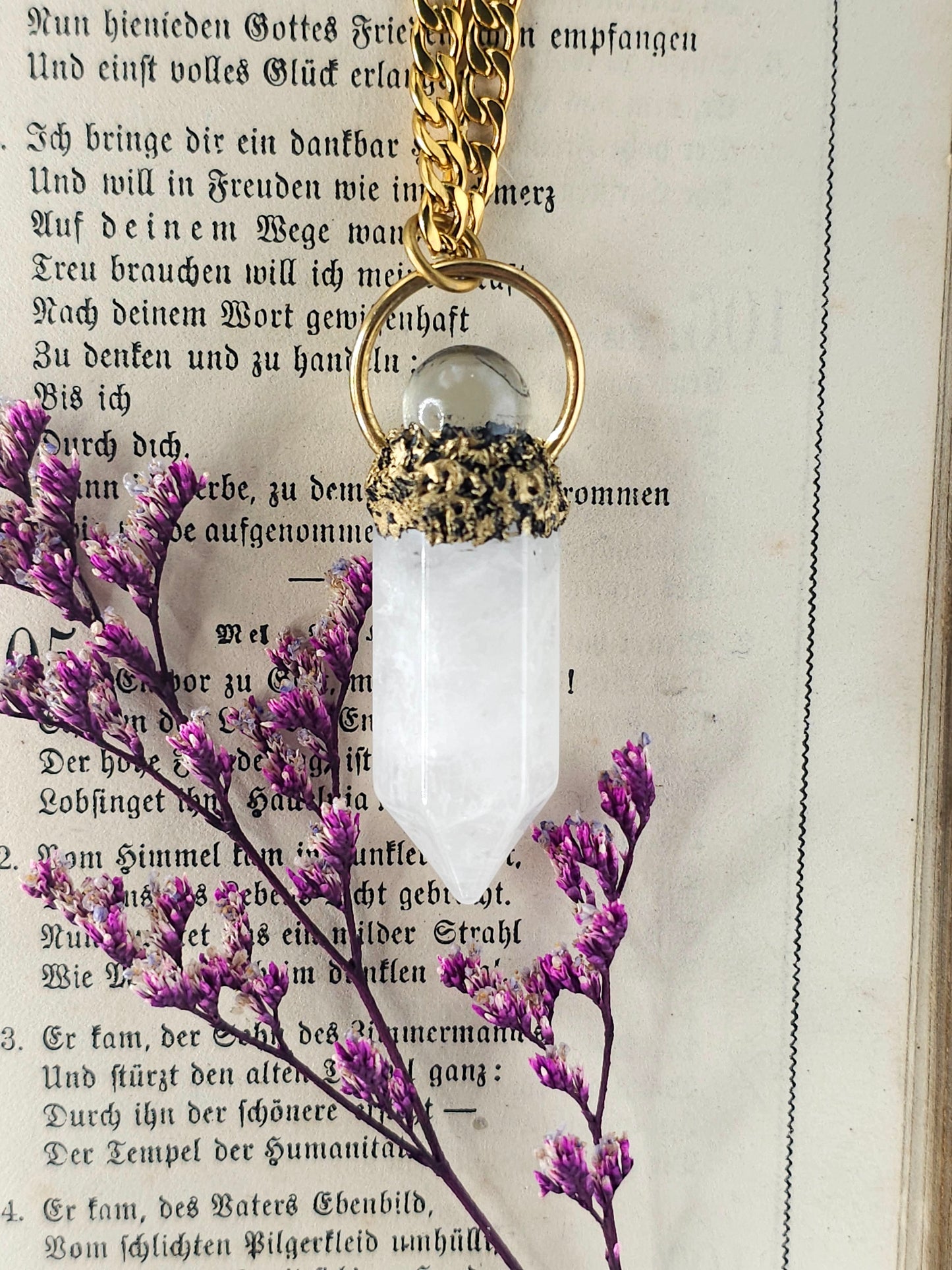 Clear quartz pendulum necklace