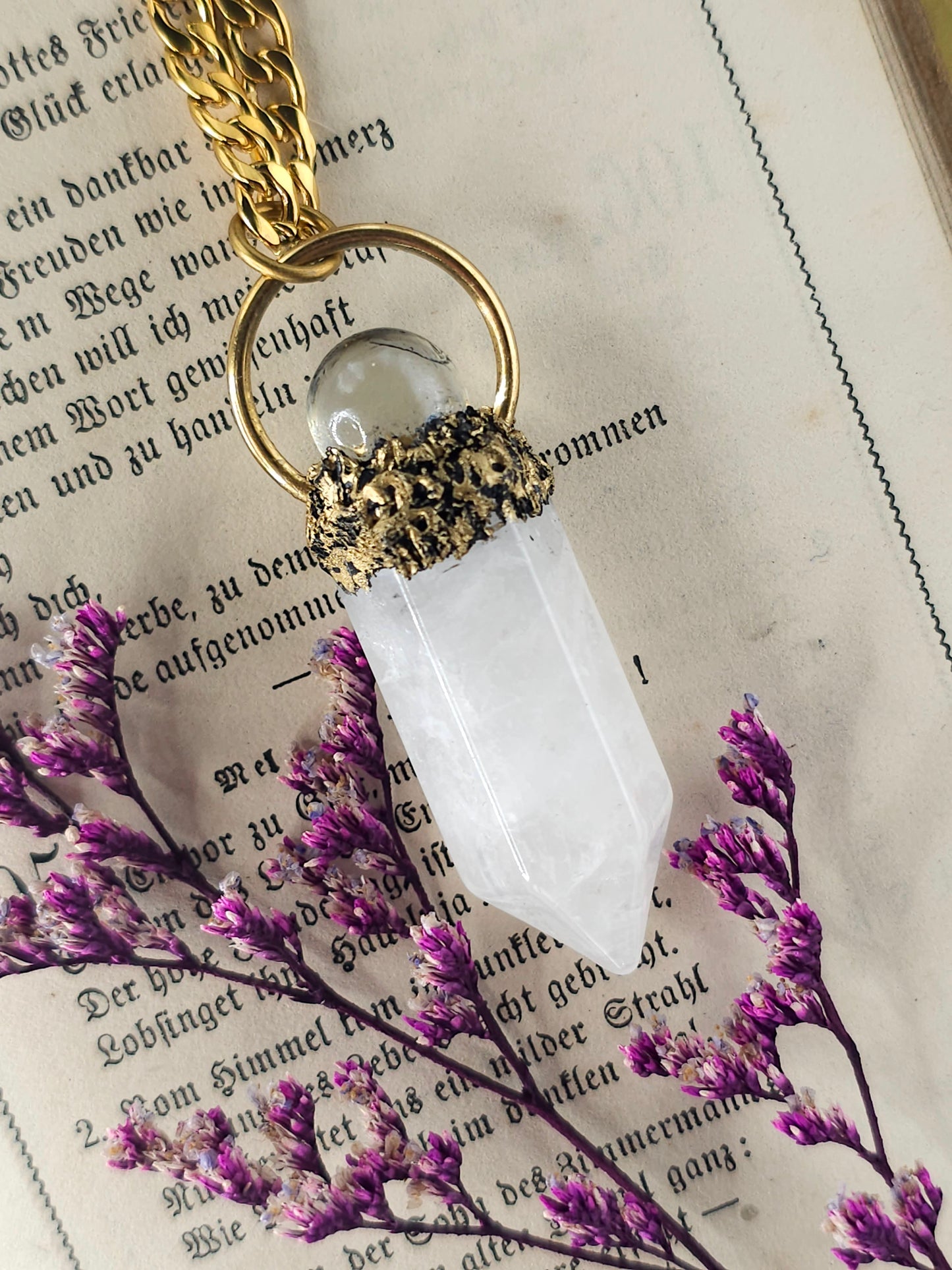 Clear quartz pendulum necklace