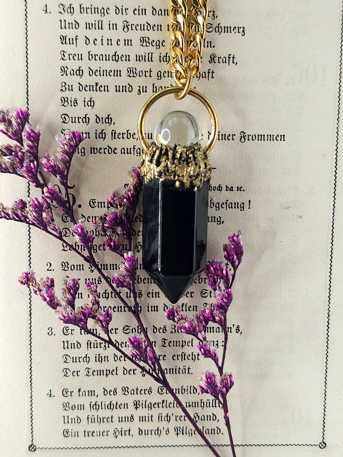 Obsidian pendulum necklace