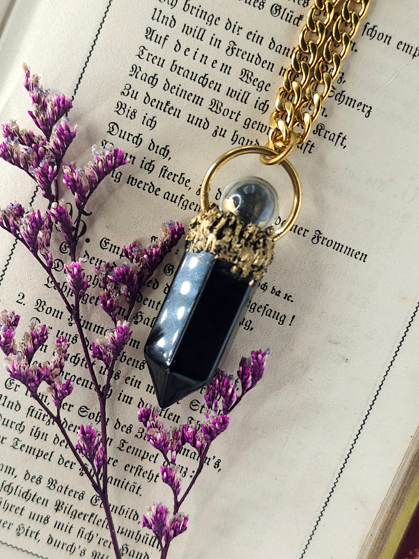 Obsidian pendulum necklace