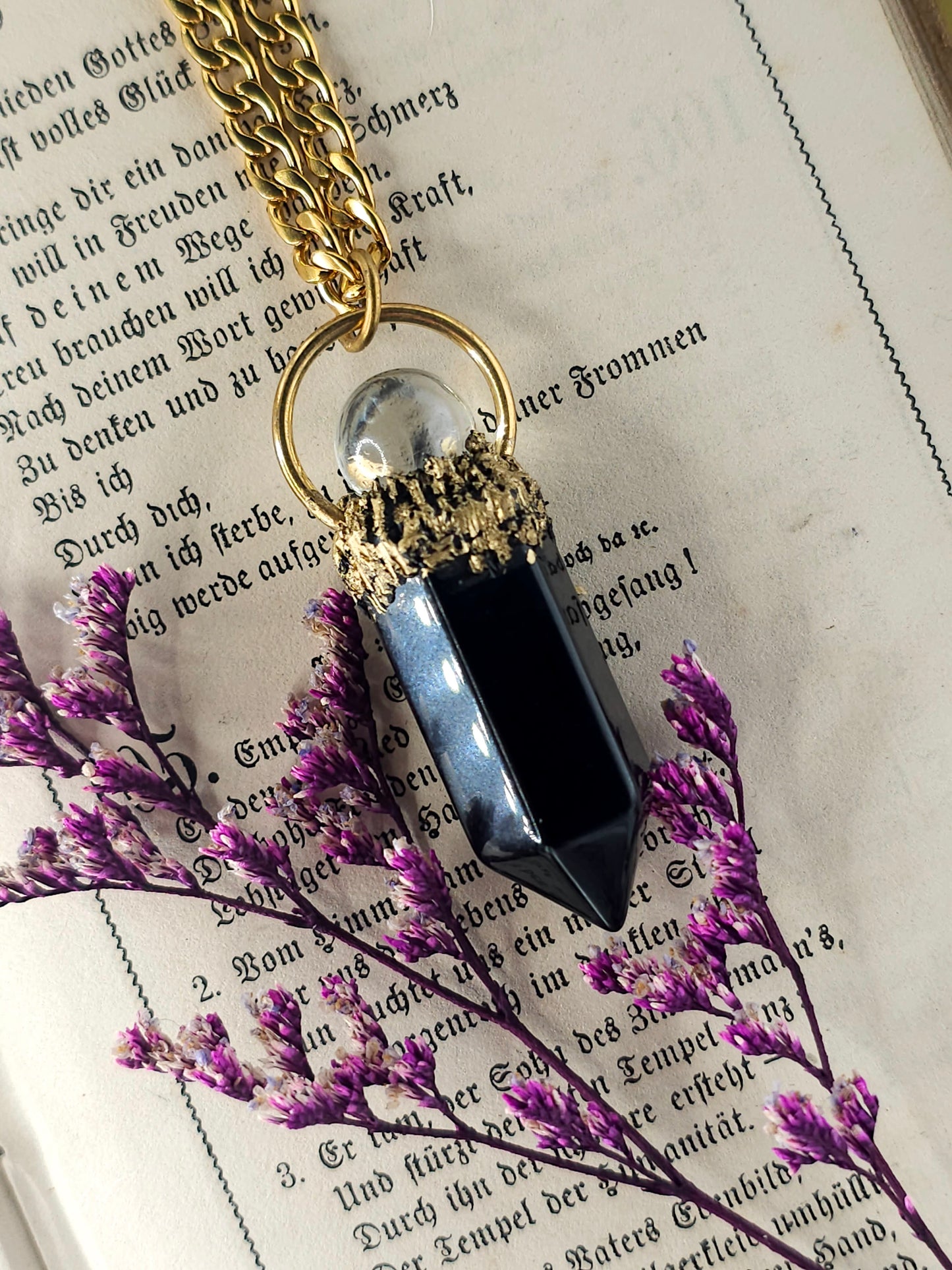 Obsidian pendulum necklace