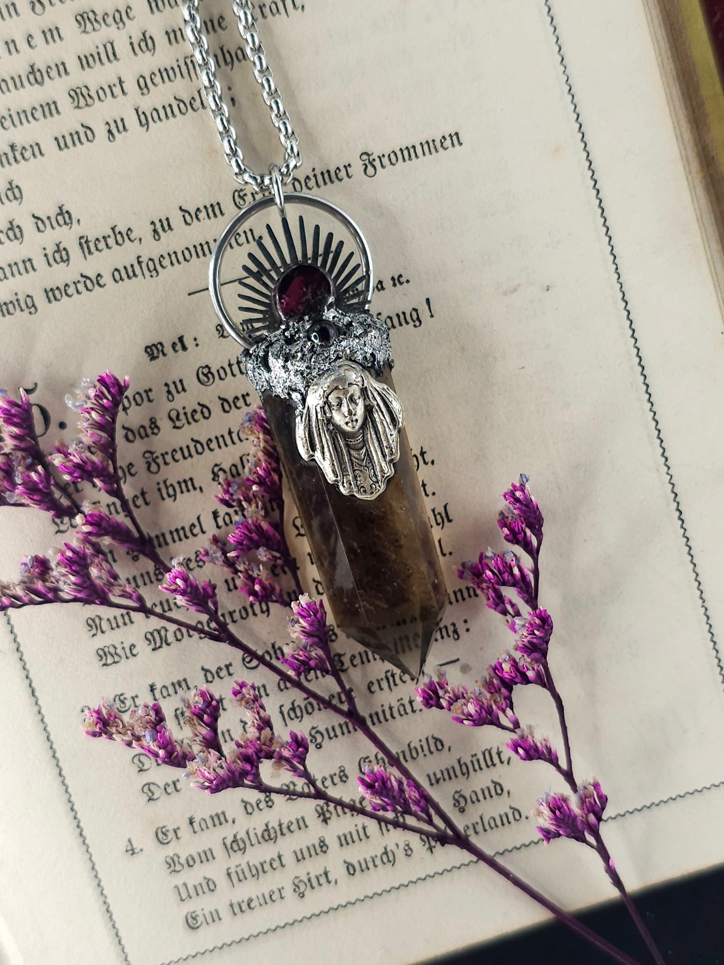 Smokey quartz maiden amulet