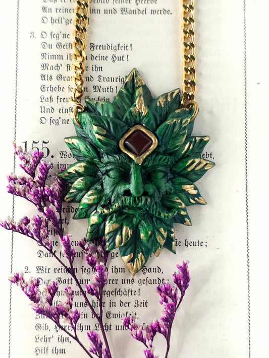 Carnelian greenman necklace