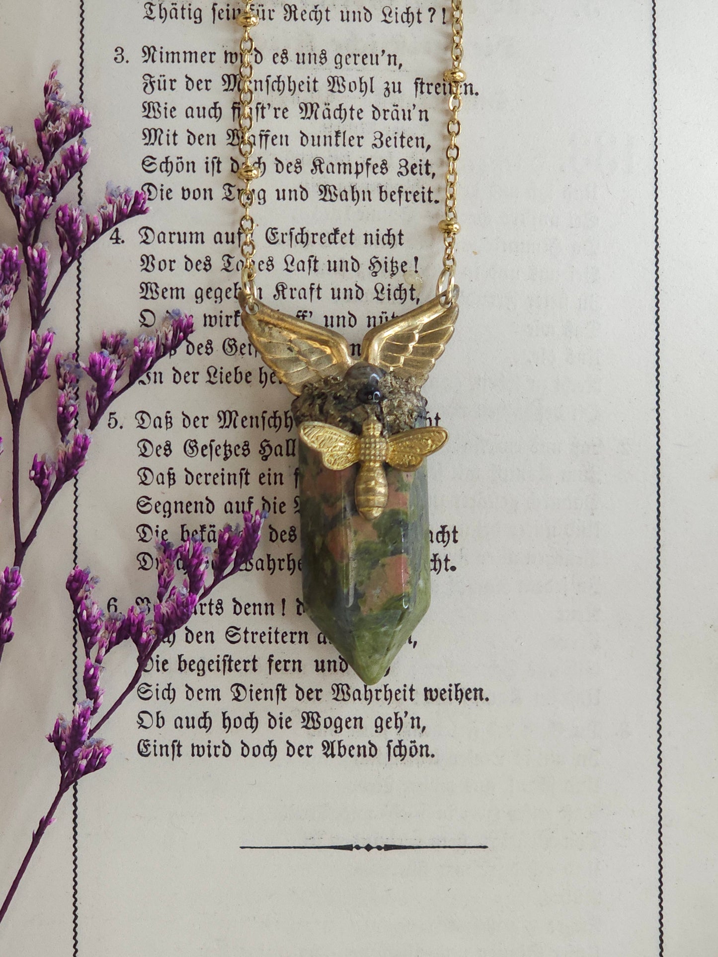 Unakite bee amulet