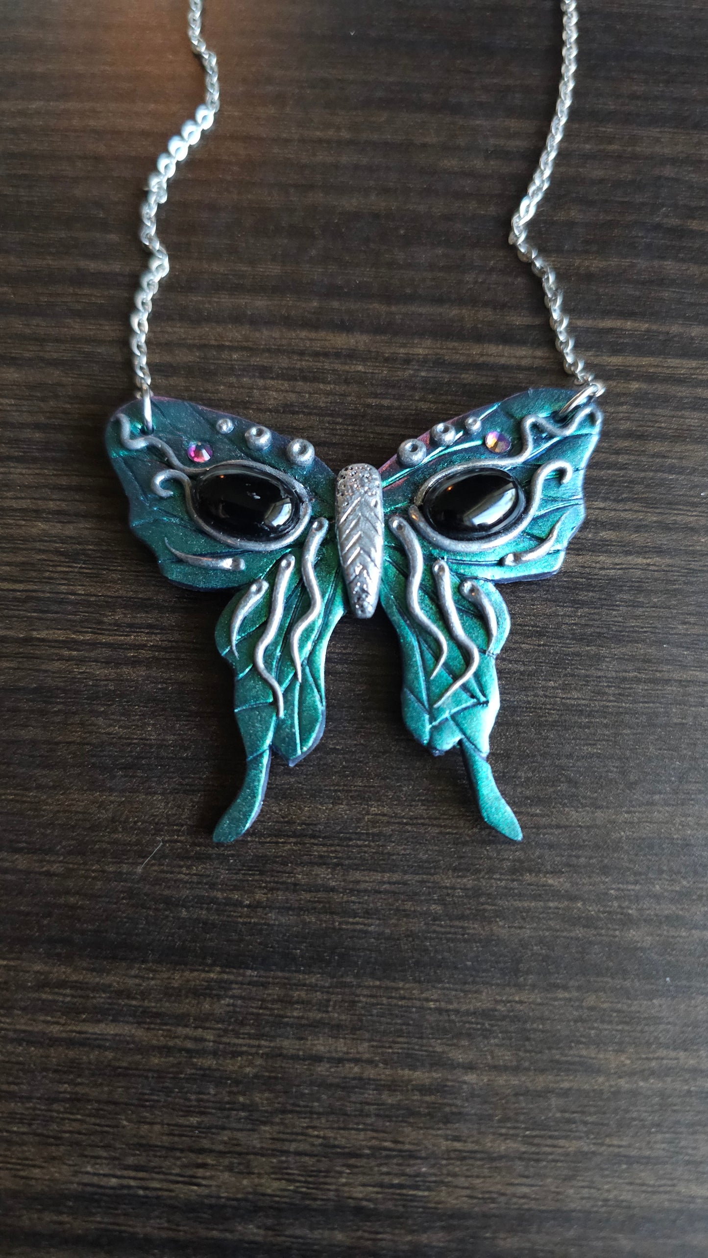 Obsidian butterfly necklace