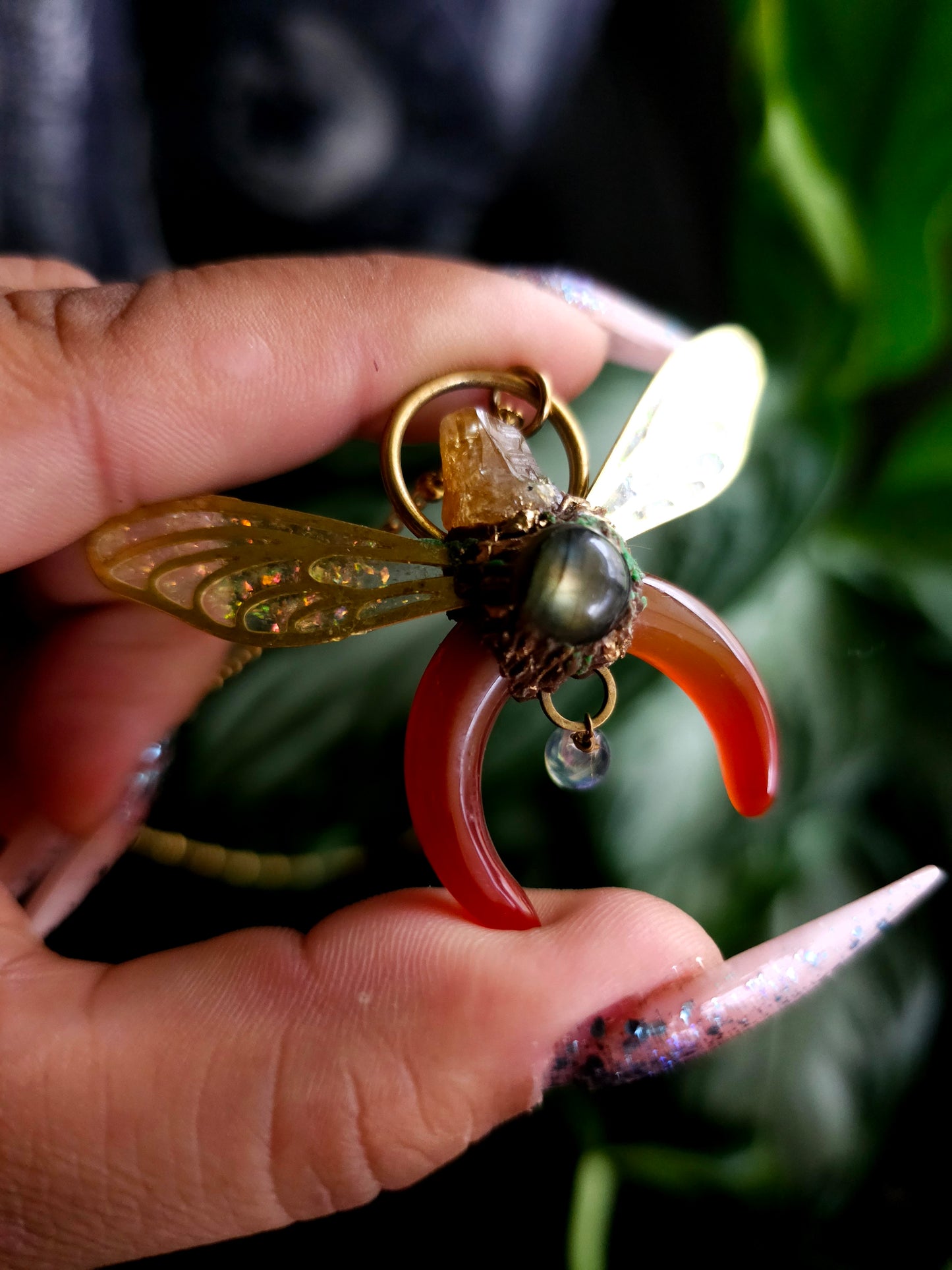 Carnelian moon fairy necklace