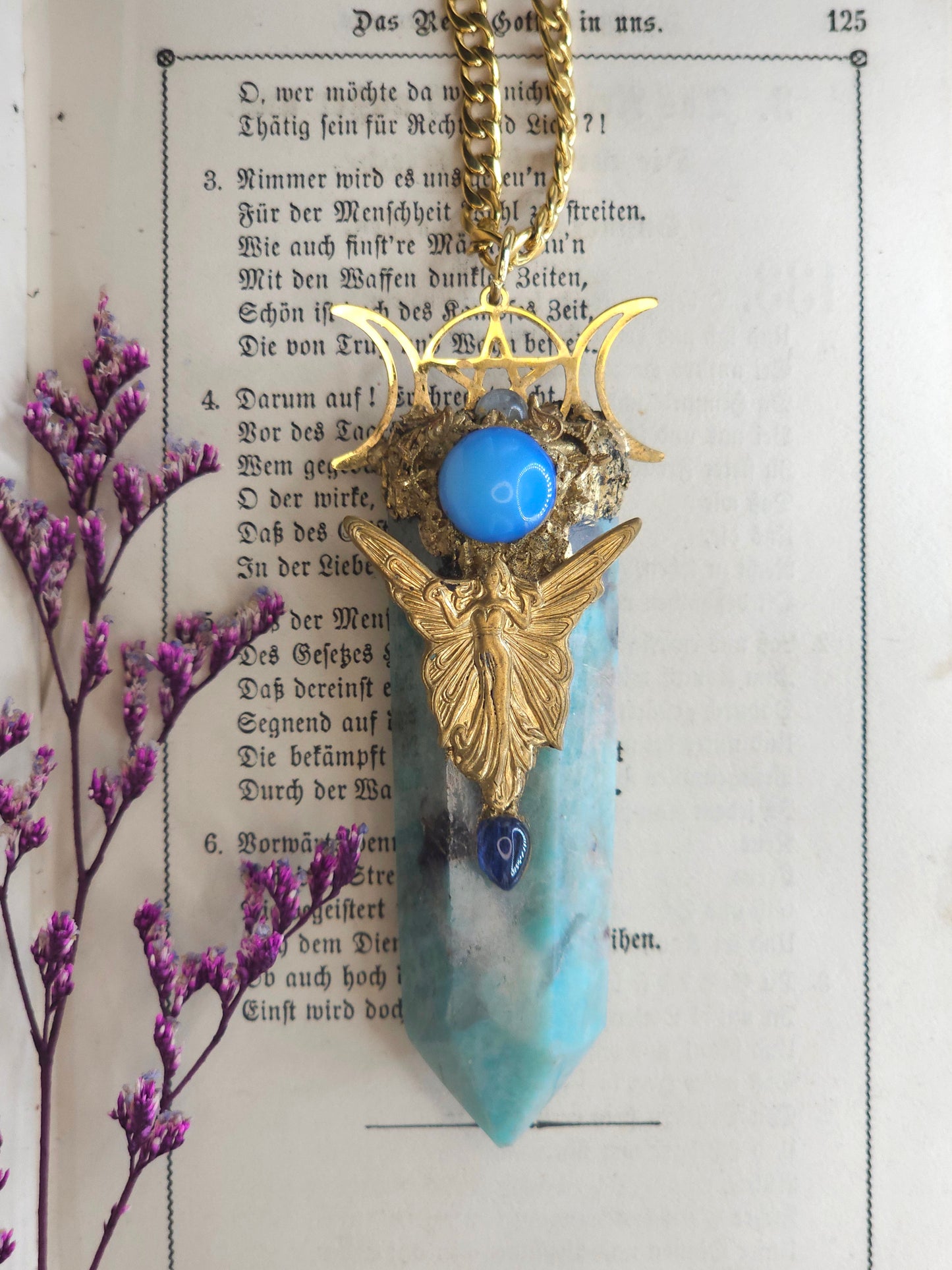 Amazonite goddes amulet necklace