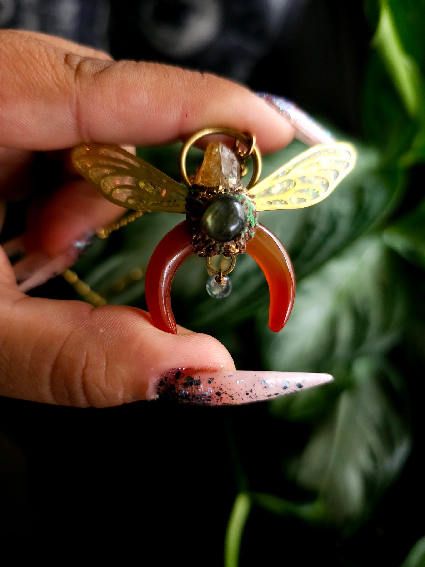 Carnelian moon fairy necklace