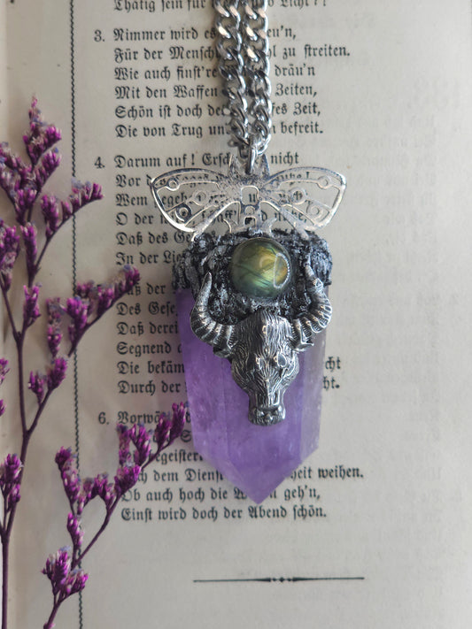 Amethyst bull amulet