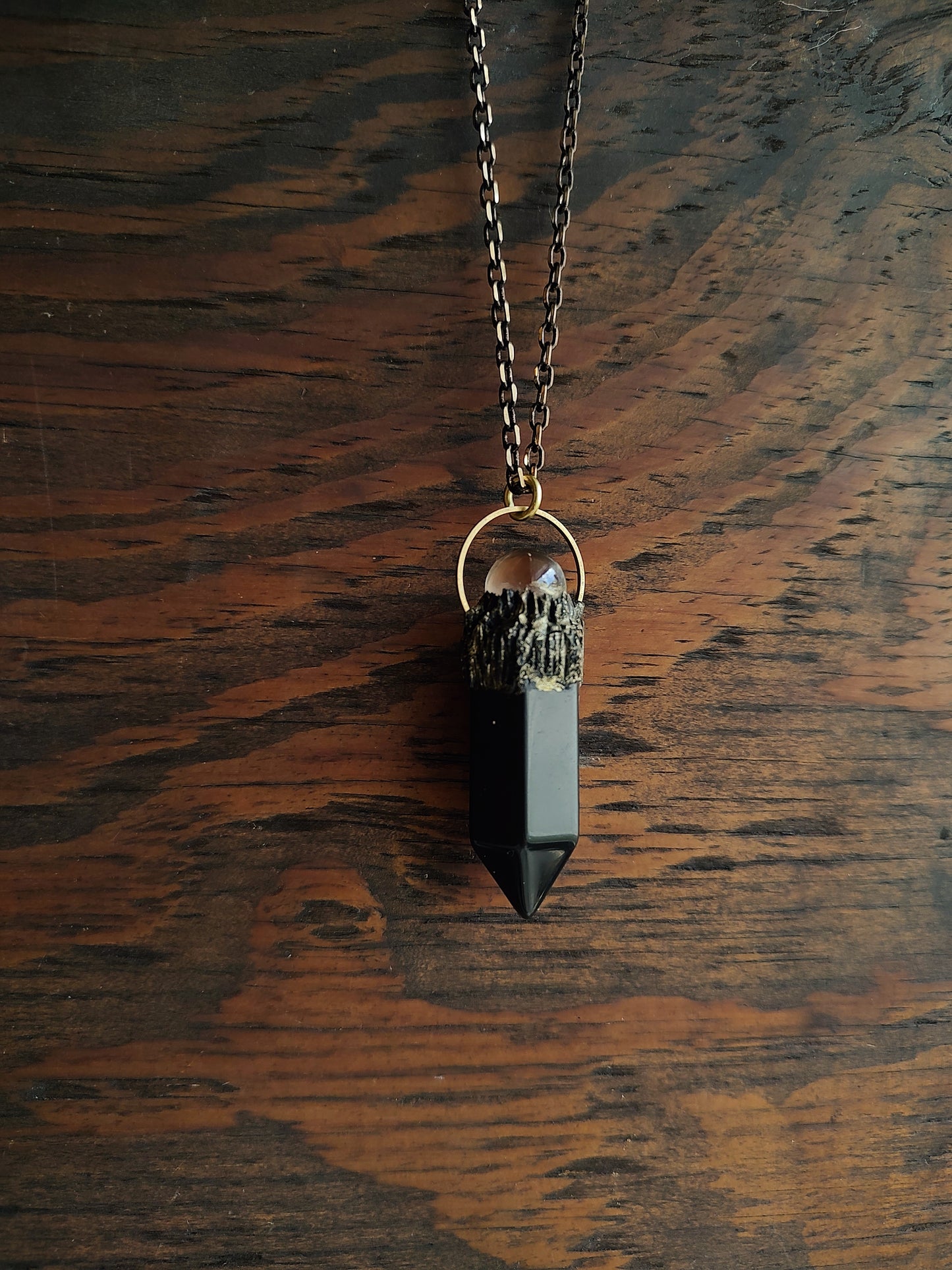 Obsidian pendulum necklace
