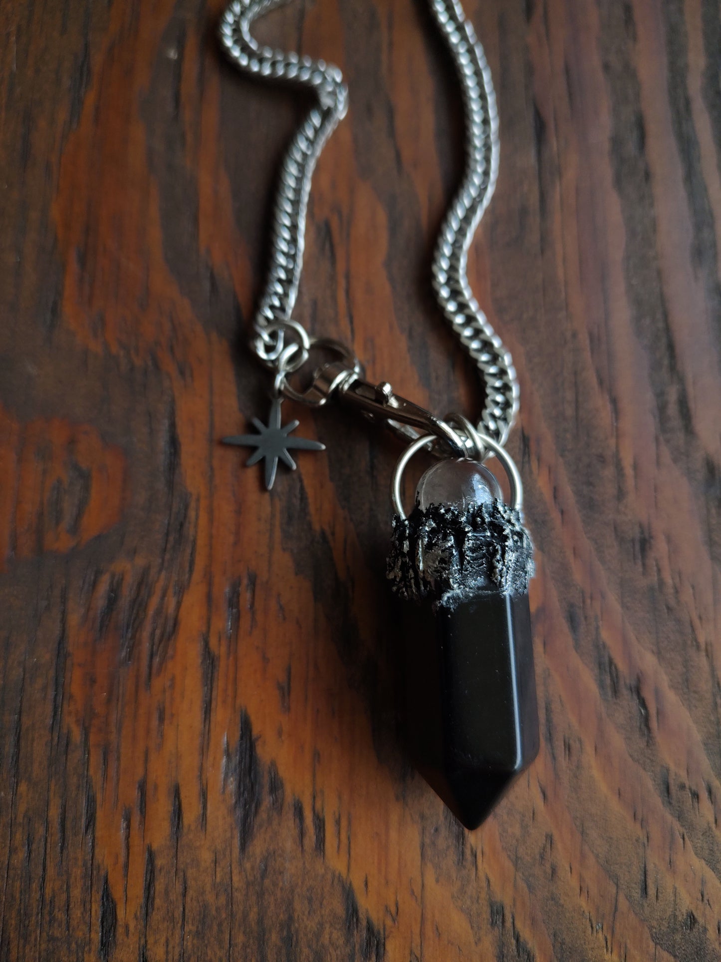 Obsidian adjustable pendulum choker